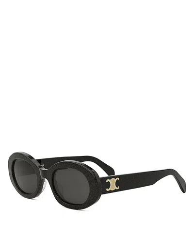 CELINE GLITTER TRIOMPHE OVAL SUNGLASSES, 52MM