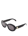 Celine Triomphe Oval Sunglasses, 52mm In Black/gray Solid