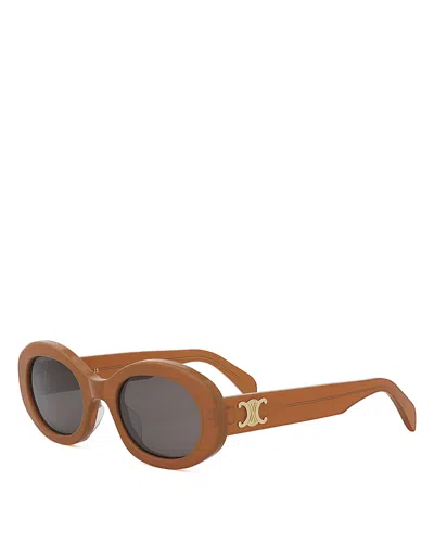 Celine Triomphe Oval Sunglasses, 52mm In Brown