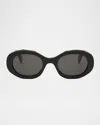 Celine Triomphe Oval Sunglasses In Blkcrysmk