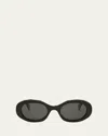 Celine Triomphe Oval Sunglasses In Blkcrysmk