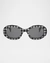 Celine Triomphe Oval Sunglasses In Blkwhtsmk