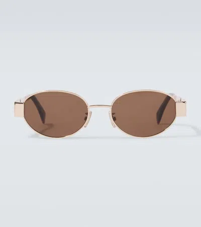 Celine Triomphe Oval Sunglasses In Brown