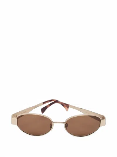 Pre-owned Celine Triomphe Oval Sunglasses In Gold