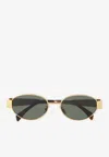Celine Womens Gold Cl40235u Oval-frame Metal Sunglasses In Green