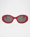 Celine Triomphe Oval Sunglasses In Srdbrng
