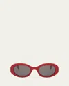 Celine Triomphe Oval Sunglasses In Srdbrng