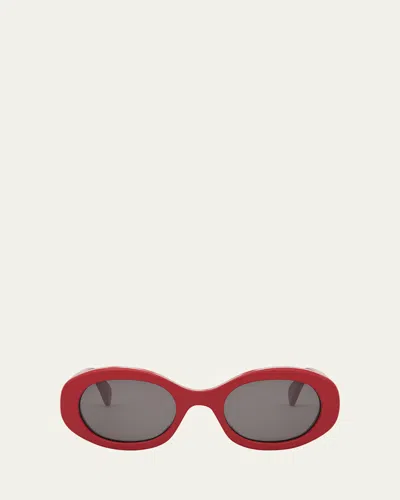 Celine Triomphe Oval Sunglasses In Srdbrng