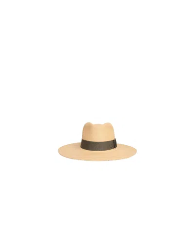 Celine Triomphe Panama Hat In Straw In Nude