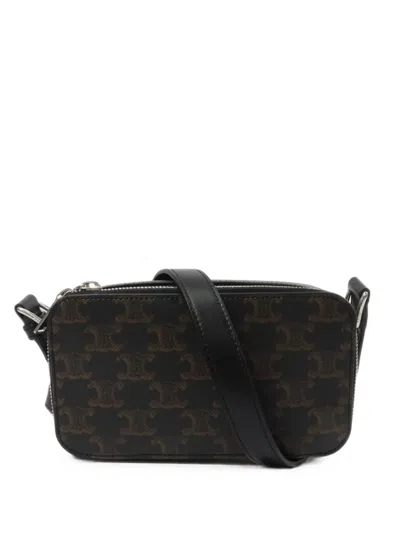 Pre-owned Celine Triomphe Patterned Shoulder Bag In Black