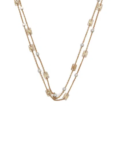 Pre-owned Celine Céline Triomphe Pearl Double Necklace