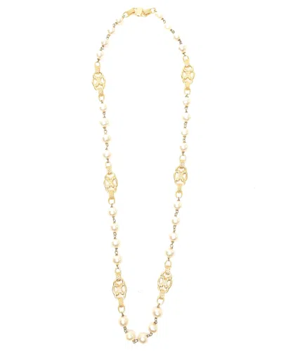 Pre-owned Celine Céline Triomphe Pearl Necklace In Gold
