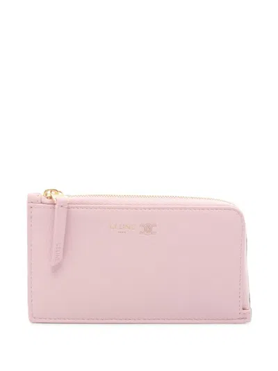 Pre-owned Celine Triomphe Pebbled Wallet In Pink
