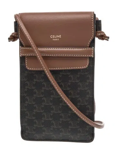 Pre-owned Celine Triomphe Phone Pouch 2024 In Brown