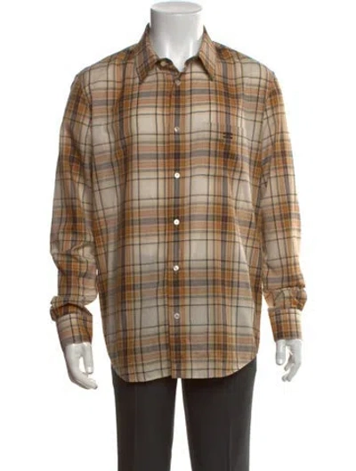 Pre-owned Celine Triomphe Plaid Print Shirt In Multicolor