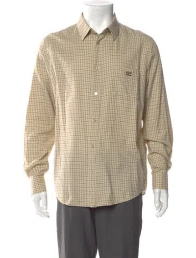 Pre-owned Celine Triomphe Plaid Print Shirt In Neutral
