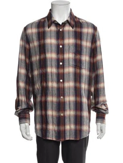 Pre-owned Celine Triomphe Plaid Print Shirt W/ Tags In Neutral