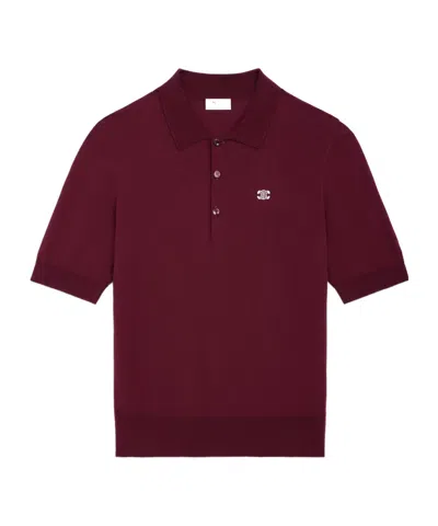 Celine Triomphe Polo In Fine Cotton In Burgundy