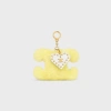 Celine Triomphe Pom-pom Keyring With Heart In Shearling And Calfskin