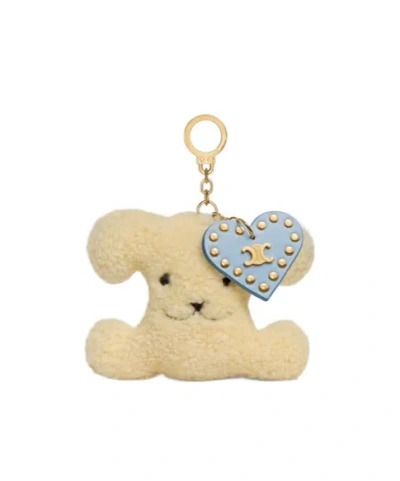 Celine Triomphe Pom-pom Charm In Shearling And Calfskin