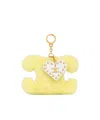 Celine Triomphe Pom-pom Keyring With Heart In Shearling And Calfskin In Yellow