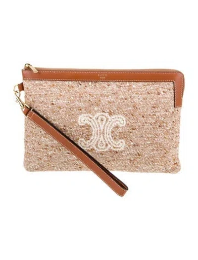 Pre-owned Celine Triomphe Portfolio In Brown