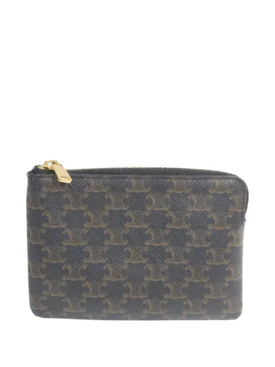 Pre-owned Celine Triomphe Pouch In Black