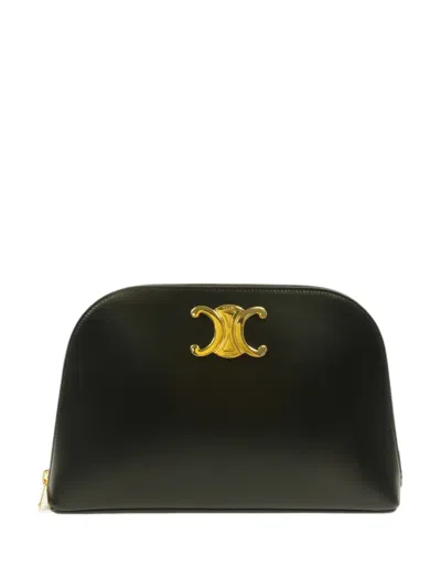 Pre-owned Celine Triomphe Pouch In Black