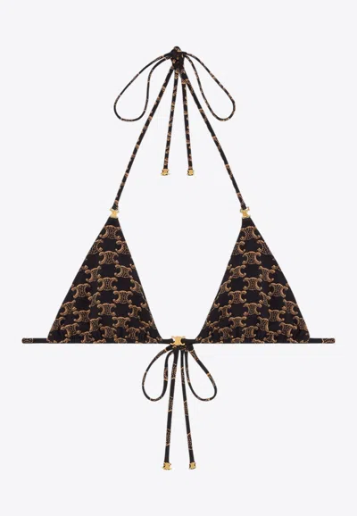 CELINE TRIOMPHE PRINT TRIANGLE BIKINI TOP