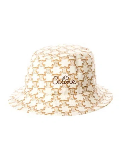 Pre-owned Celine Triomphe Printed Bucket Hat In Neutral