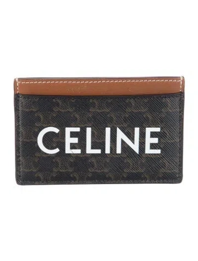 Pre-owned Celine Triomphe Printed Card Holder In Brown