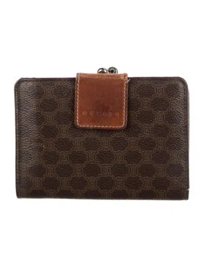 Pre-owned Celine Triomphe Printed Wallet In Brown