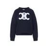 Celine Women Ribbed Wool Crew-neck Sweater In Blue