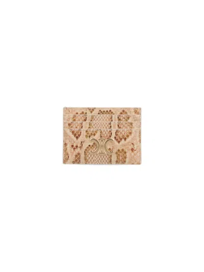 CELINE CÉLINE "TRIOMPHE" PYTHON LEATHER CARD HOLDER