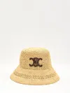 Celine Women Triomphe Raffia Bucket Hat In Neutral