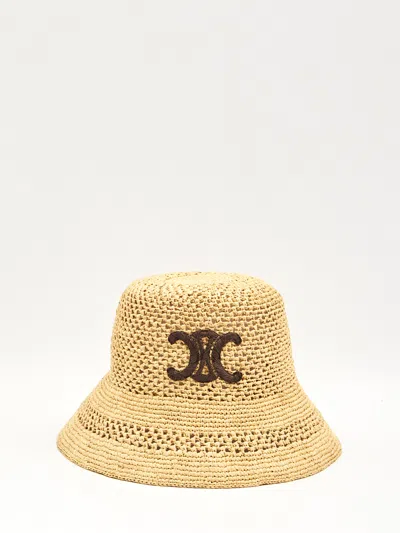 Celine Triomphe Raffia Bucket Hat