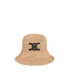 Celine Triomphe Raphia Hat In Neutral