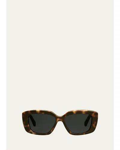 Celine Triomphe Rectangle Acetate Sunglasses In Blonde Havana