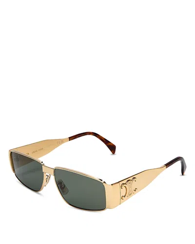 Celine Triomphe Rectangle Sunglasses, 59mm In Gold