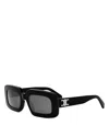 Celine Men's Triomphe Acetate Rectangle Sunglasses In Black/smoke