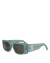 Celine Women's Triomphe 53mm Rectangular Sunglasses In Green/gray Solid