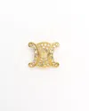 Celine Céline Triomphe Rhinestone Brooch In Gold