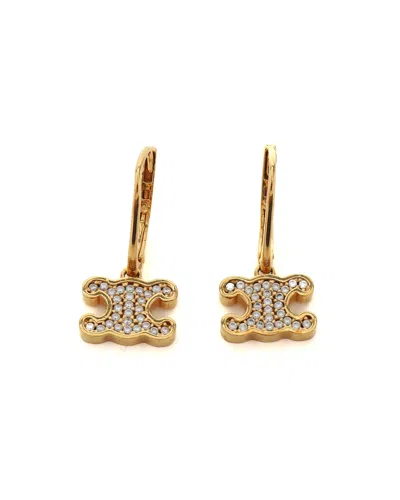Celine Céline Triomphe Rhinestone Dangling Earrings In Gold
