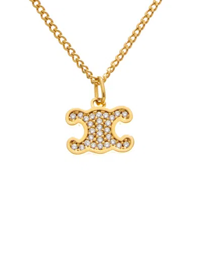 Celine Triomphe Rhinestone Necklace In Gold
