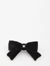 Celine Stamped Ribbon Hair Clip In Polyester And Brass With Rhodium Finish In Black