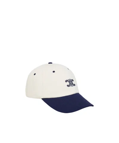 Celine Triomphe Richelieu Cap In Cotton Twill In Metallic