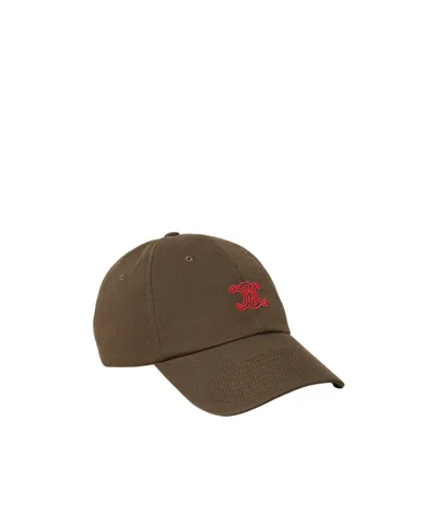 Celine Triomphe Richelieu Cap In Light Cotton Twill In Brown