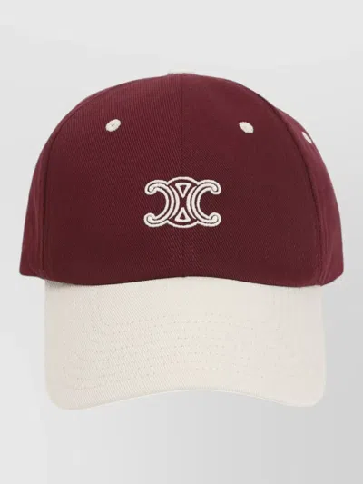 Celine Triomphe Richelieu Cotton Twill Cap In Red