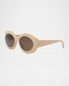 Celine Triomphe Round Acetate Sunglasses In Rosa