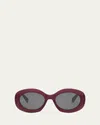 Celine Triomphe Round Acetate Sunglasses In Shiny Bordeaux/smoke